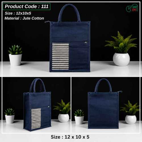 Stylish Jute Cotton Lunch & Multipurpose Bag | Zipper Closure